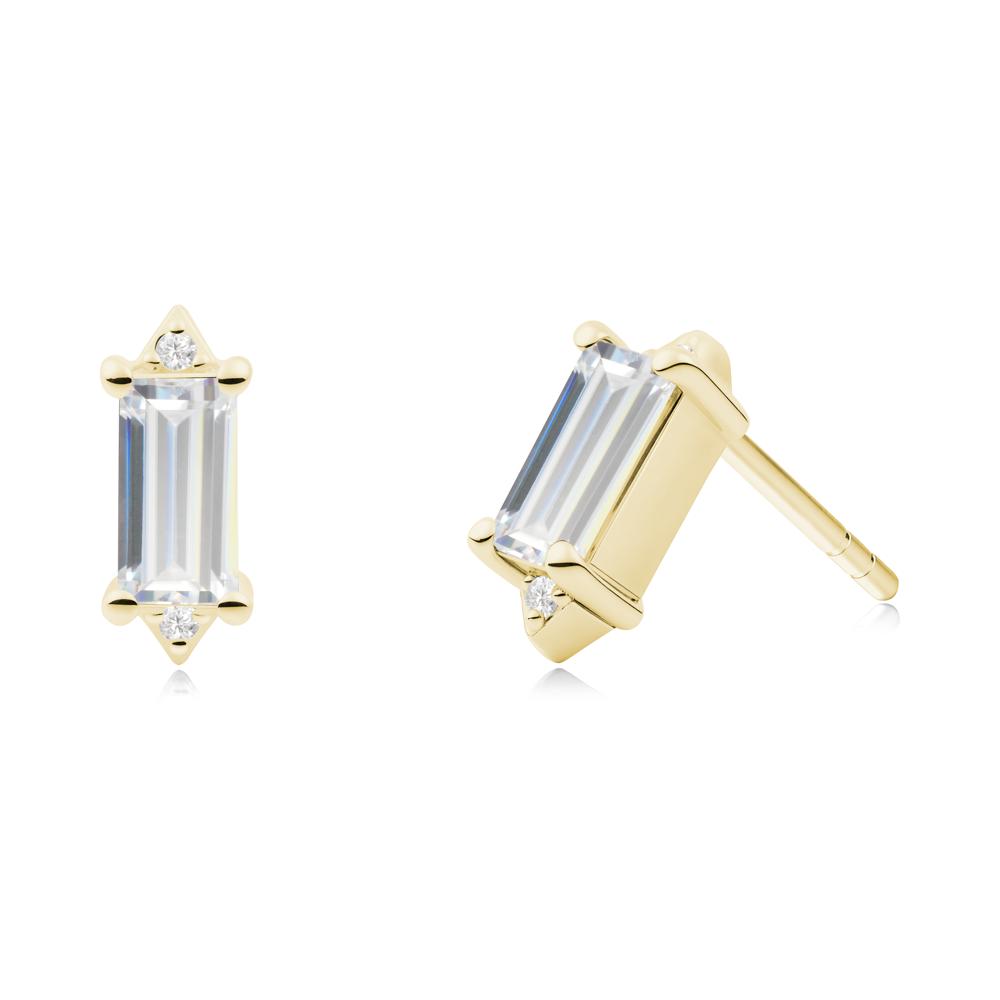 Minimalist Baguette Cubic Zirconia Stud Earrings - LUO Jewelry #metal_18k yellow gold