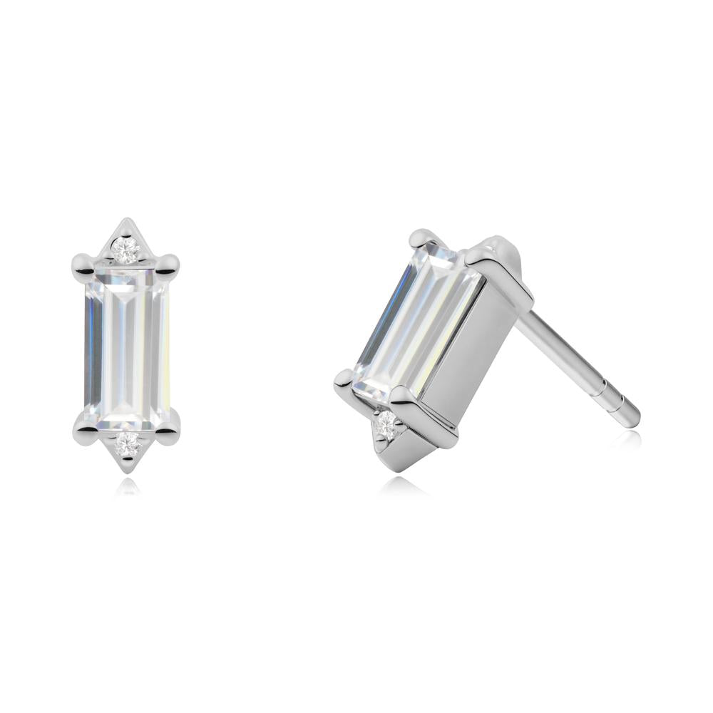 Minimalist Baguette Cubic Zirconia Stud Earrings - LUO Jewelry #metal_platinum