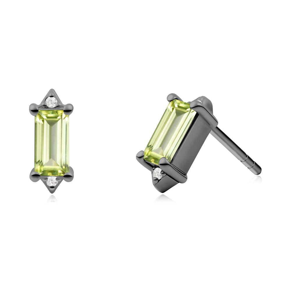 Minimalist Baguette Peridot Stud Earrings - LUO Jewelry #metal_black finish sterling silver