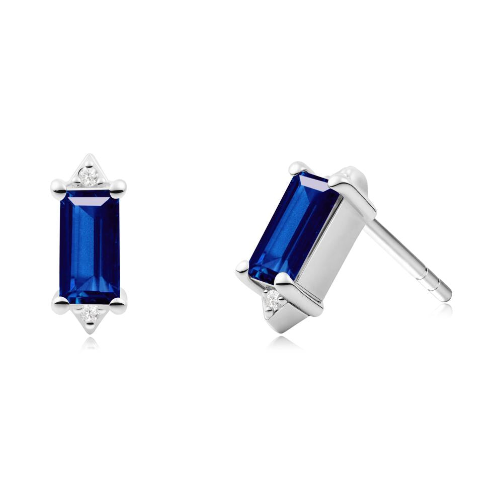 Minimalist Baguette Sapphire Stud Earrings - LUO Jewelry #metal_sterling silver