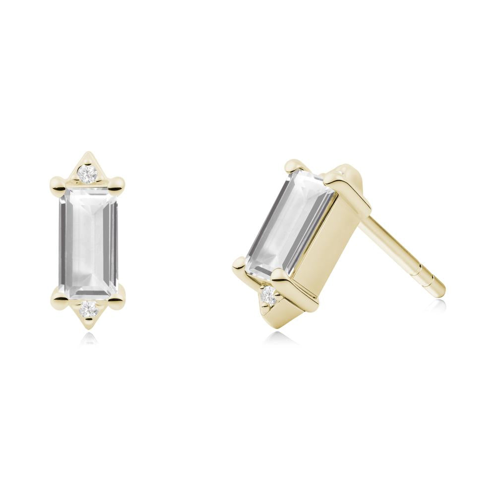 Minimalist Baguette White Topaz Stud Earrings - LUO Jewelry #metal_14k yellow gold