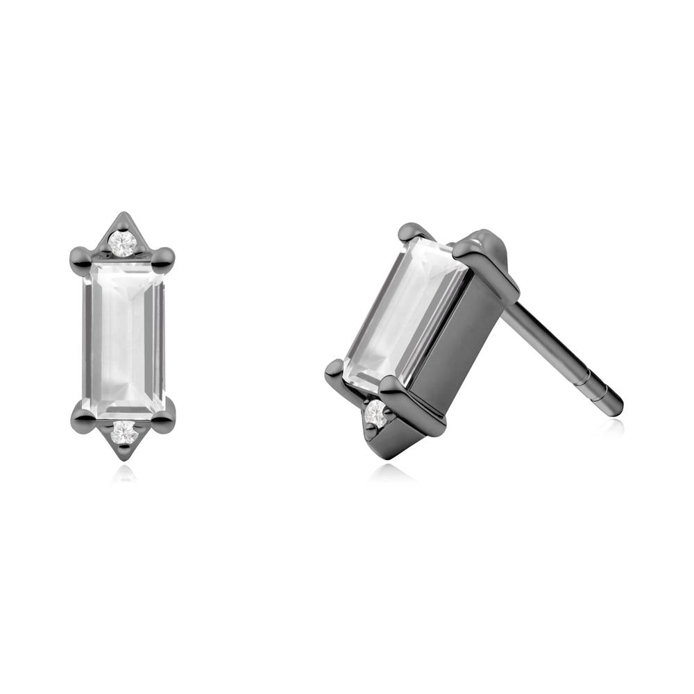 Minimalist Baguette White Topaz Stud Earrings - LUO Jewelry #metal_black finish sterling silver
