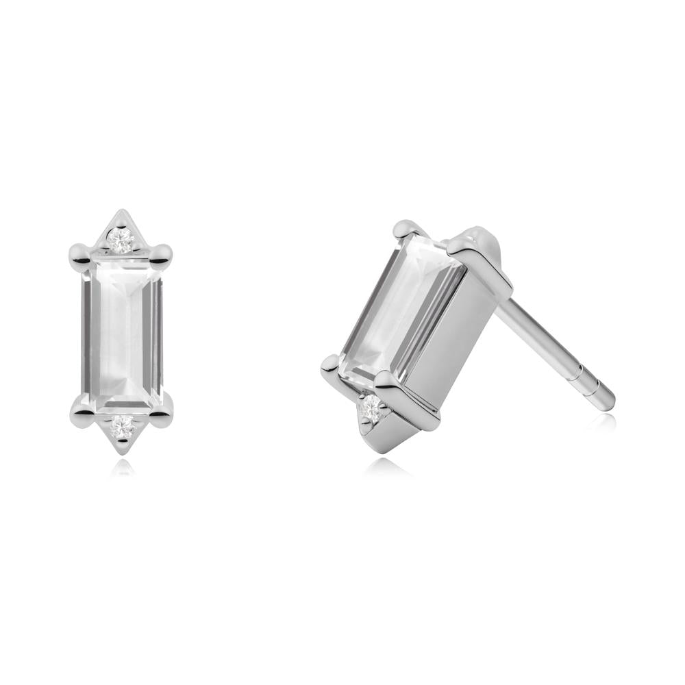 Minimalist Baguette White Topaz Stud Earrings - LUO Jewelry #metal_platinum