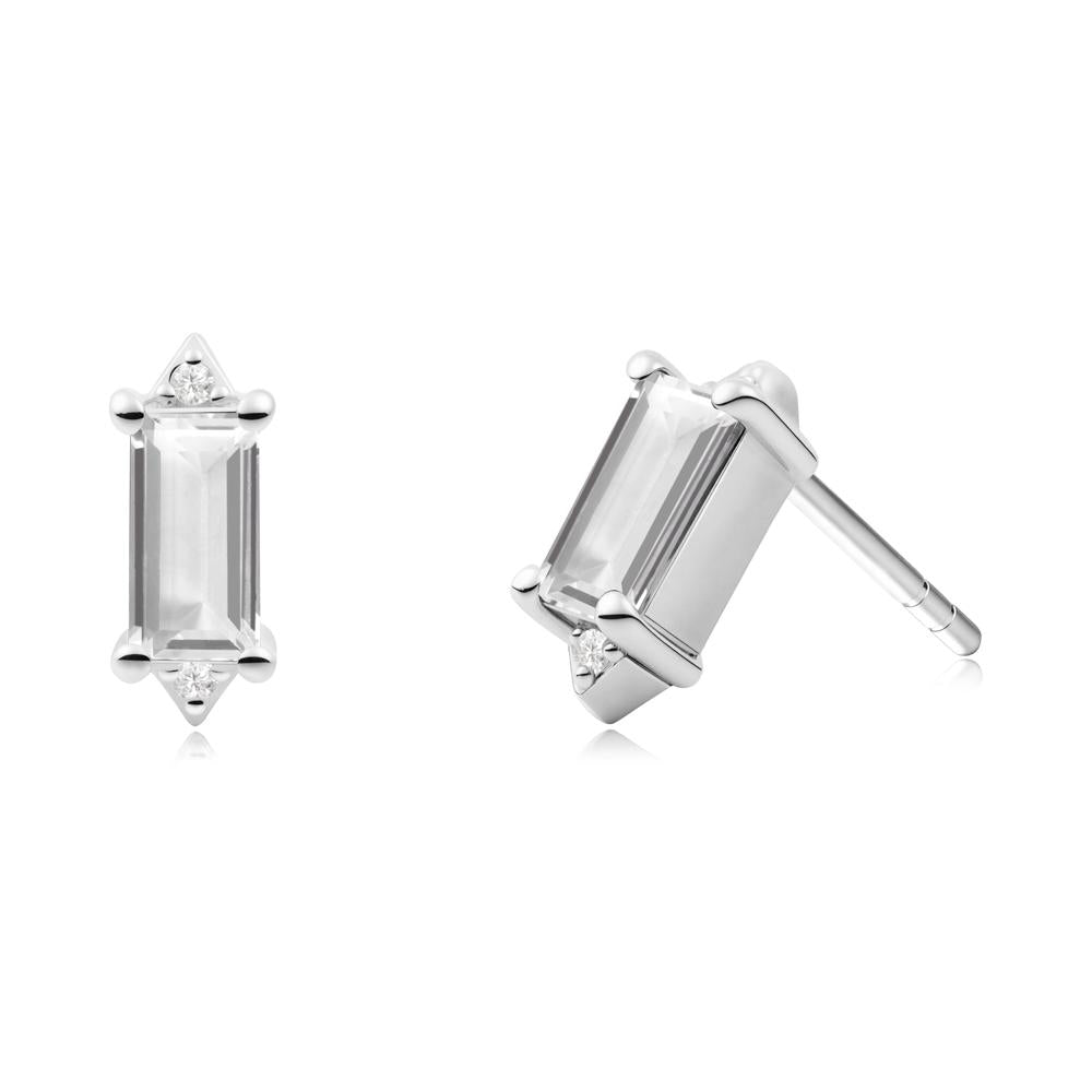 Minimalist Baguette White Topaz Stud Earrings - LUO Jewelry #metal_sterling silver