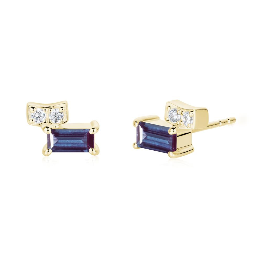 Baguette Alexandrite Stud Earrings - LUO Jewelry #metal_18k yellow gold