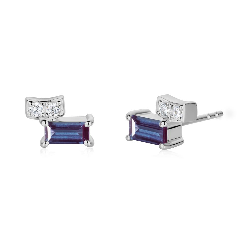 Baguette Alexandrite Stud Earrings - LUO Jewelry #metal_platinum
