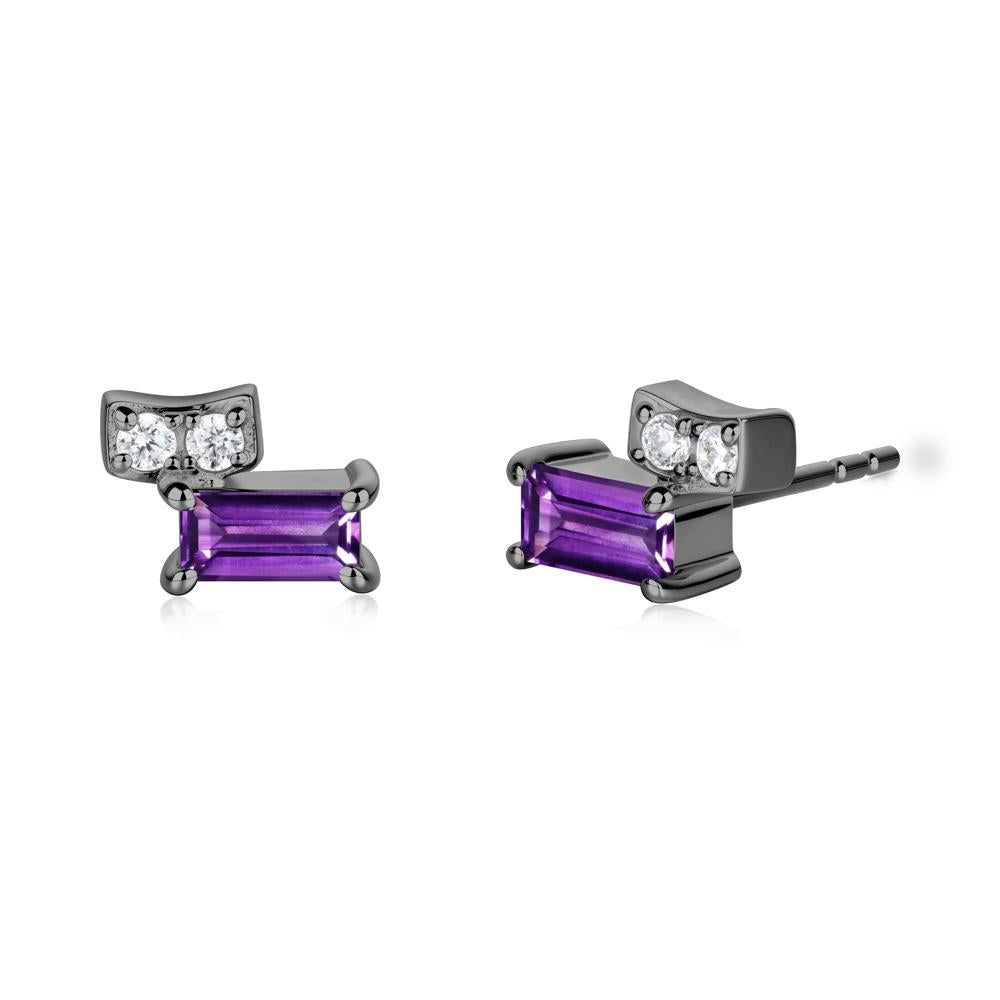 Horizon Tilted Baguette Amethyst Earrings - LUO Jewelry #metal_black finish sterling silver