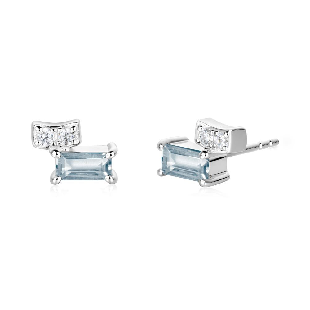 Baguette Aquamarine Stud Earrings - LUO Jewelry #metal_18k white gold