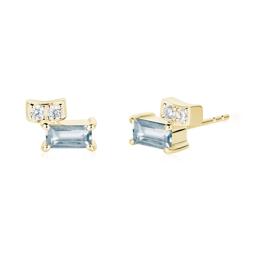 Baguette Aquamarine Stud Earrings - LUO Jewelry #metal_18k yellow gold