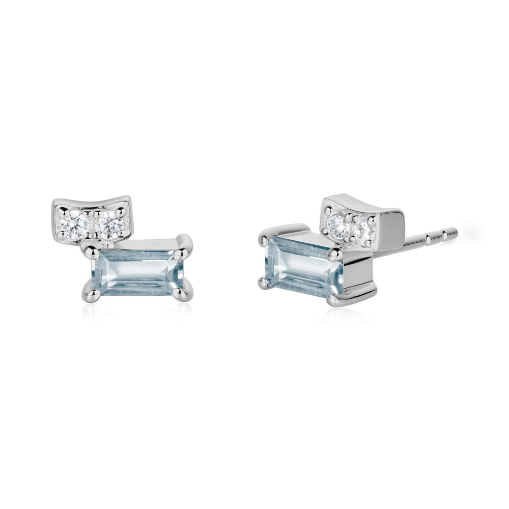 Baguette Aquamarine Stud Earrings - LUO Jewelry #metal_platinum