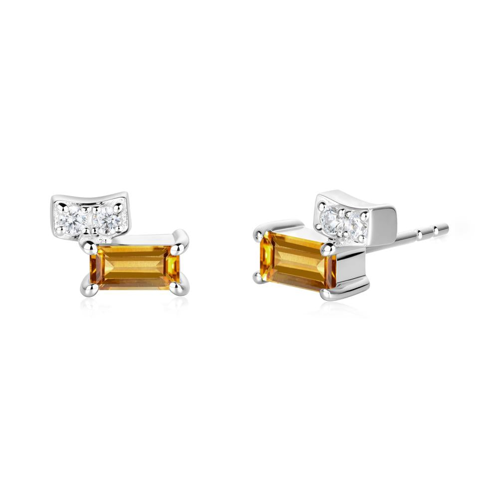 Horizon Tilted Baguette Citrine Earrings - LUO Jewelry #metal_18k white gold