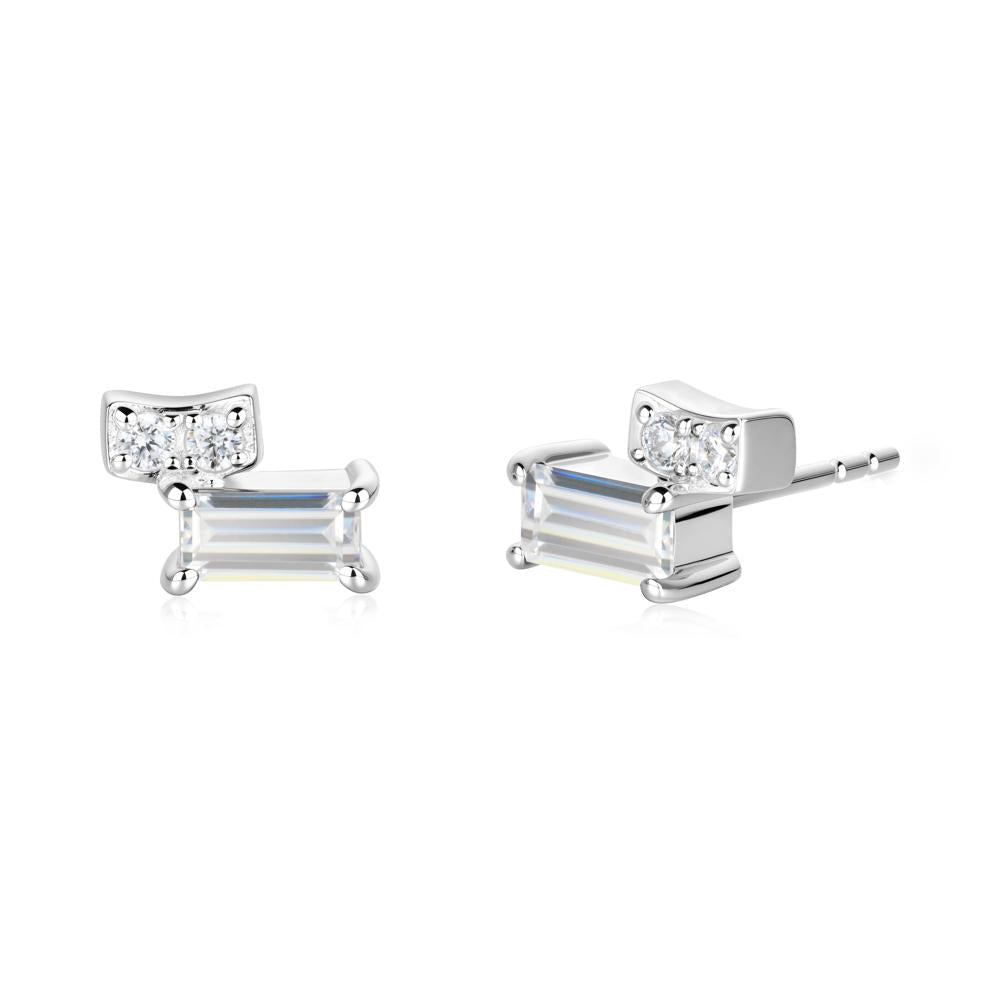 Baguette Cubic Zirconia Stud Earrings - LUO Jewelry #metal_14k white gold