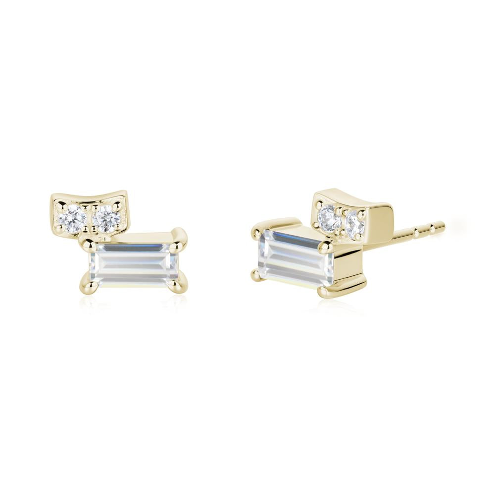 Baguette Cubic Zirconia Stud Earrings - LUO Jewelry #metal_14k yellow gold
