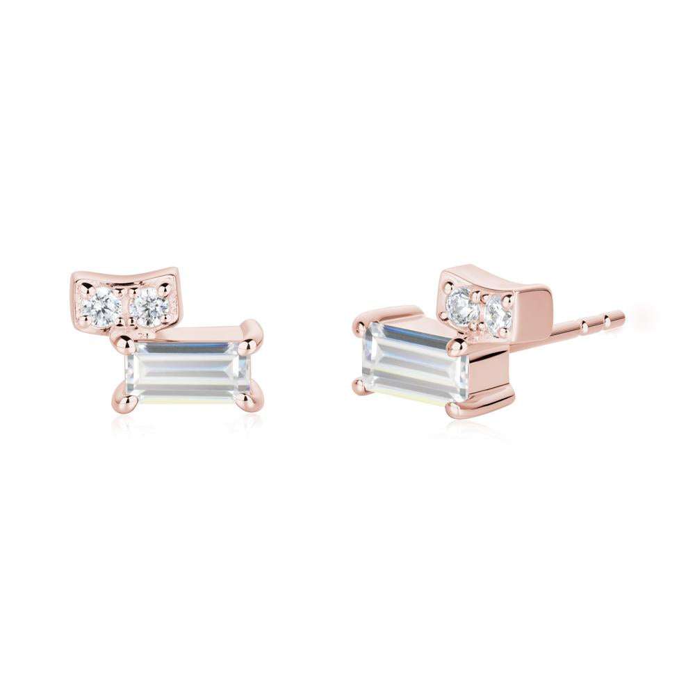 Baguette Cubic Zirconia Stud Earrings - LUO Jewelry #metal_18k rose gold