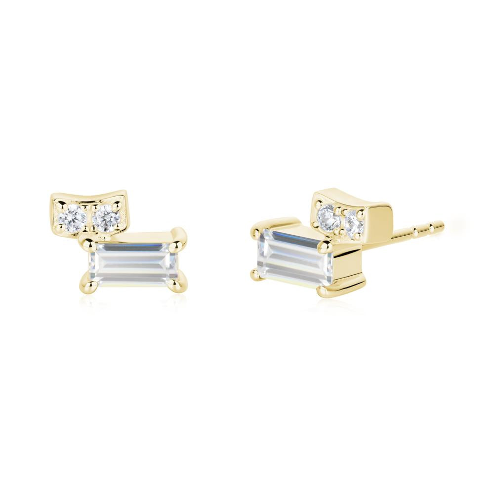 Baguette Cubic Zirconia Stud Earrings - LUO Jewelry #metal_18k yellow gold