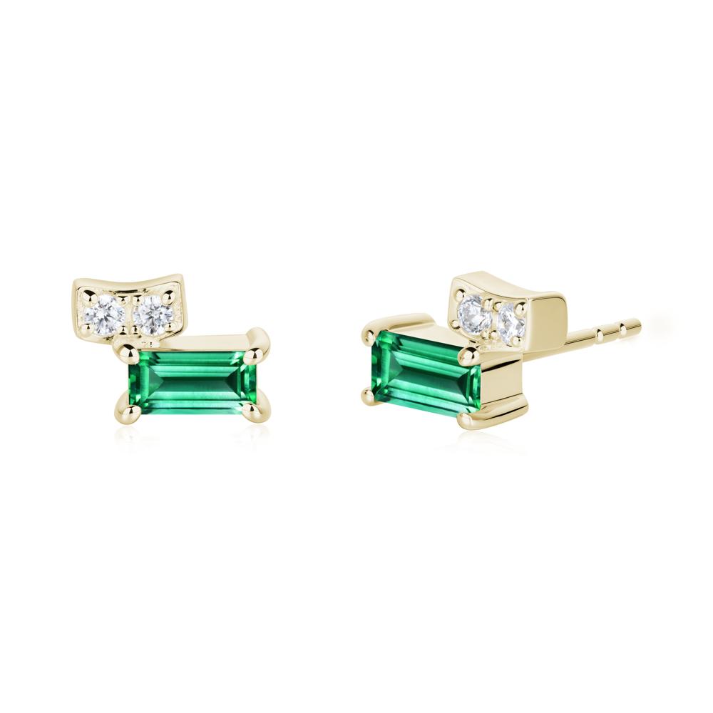 Baguette Emerald Stud Earrings - LUO Jewelry #metal_14k yellow gold