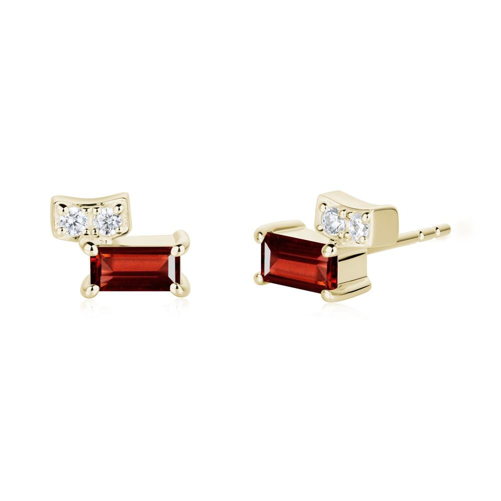 Baguette Garnet Stud Earrings - LUO Jewelry #metal_14k yellow gold
