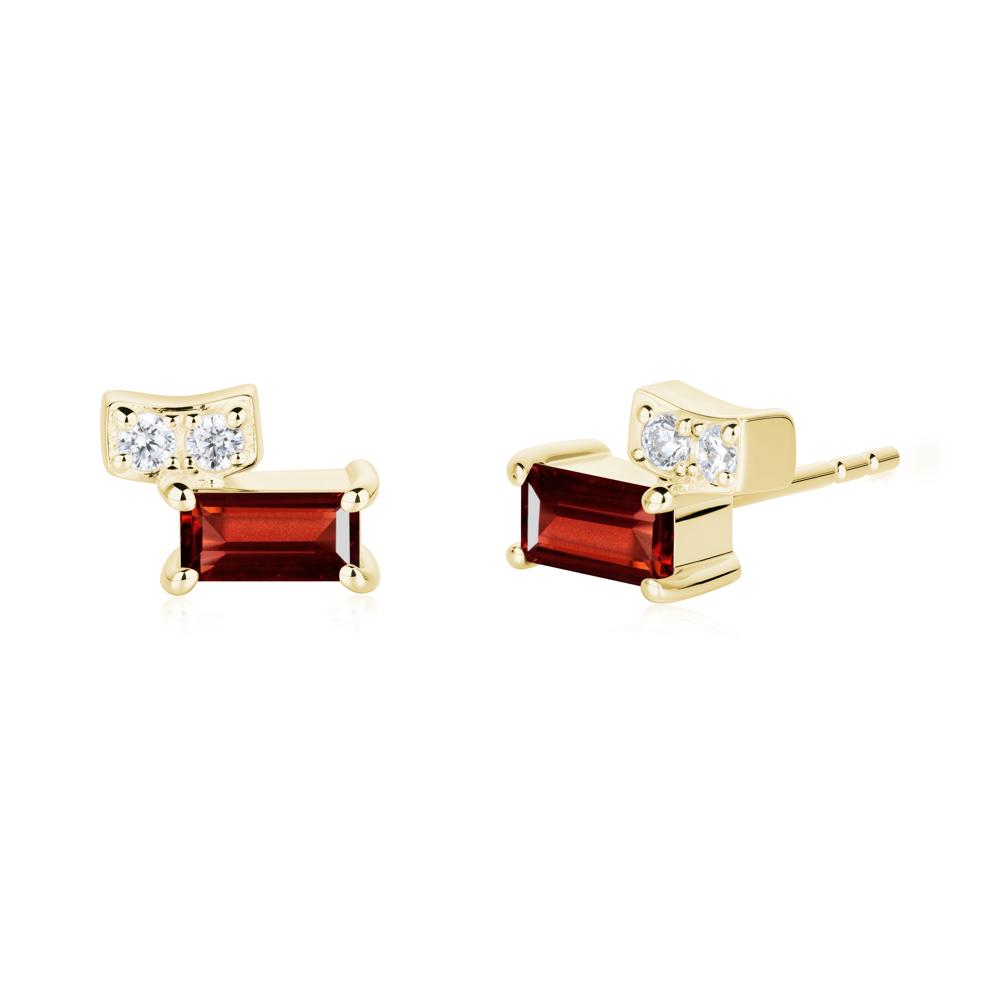 Baguette Garnet Stud Earrings - LUO Jewelry #metal_18k yellow gold