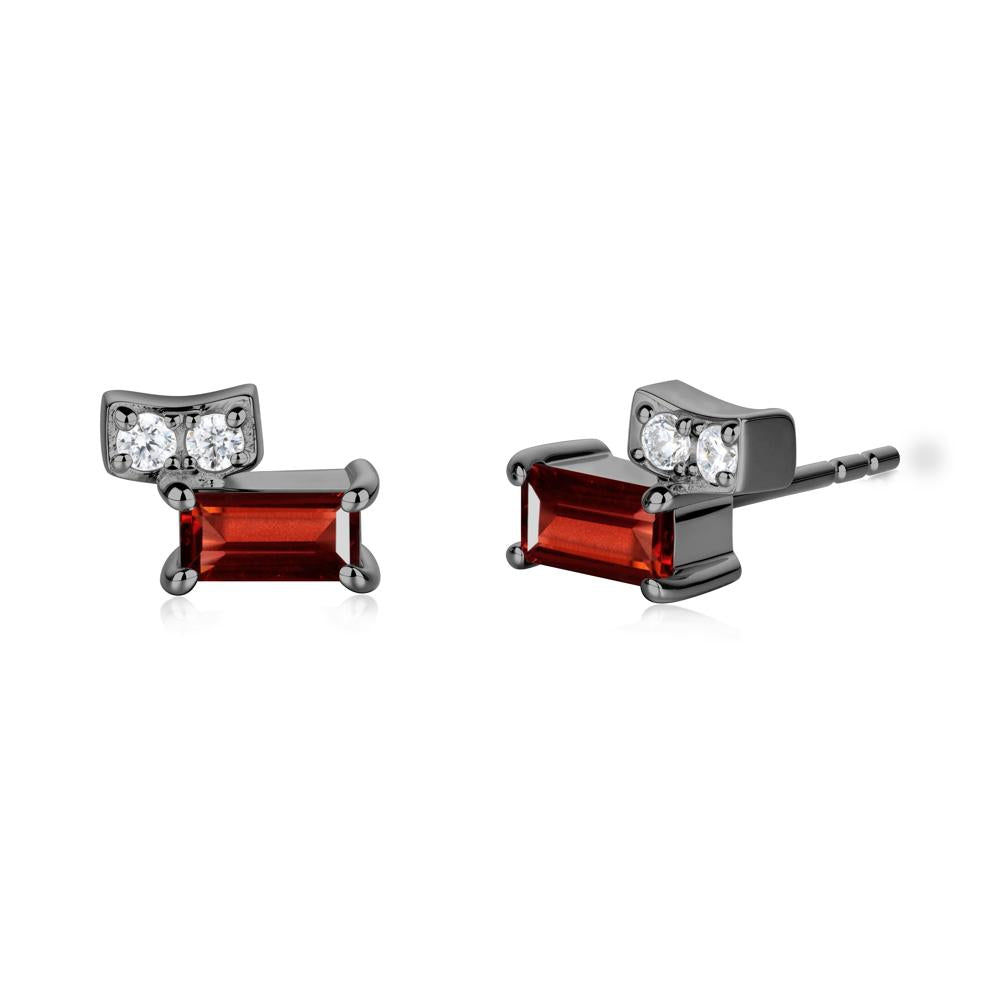 Baguette Garnet Stud Earrings - LUO Jewelry #metal_black finish sterling silver