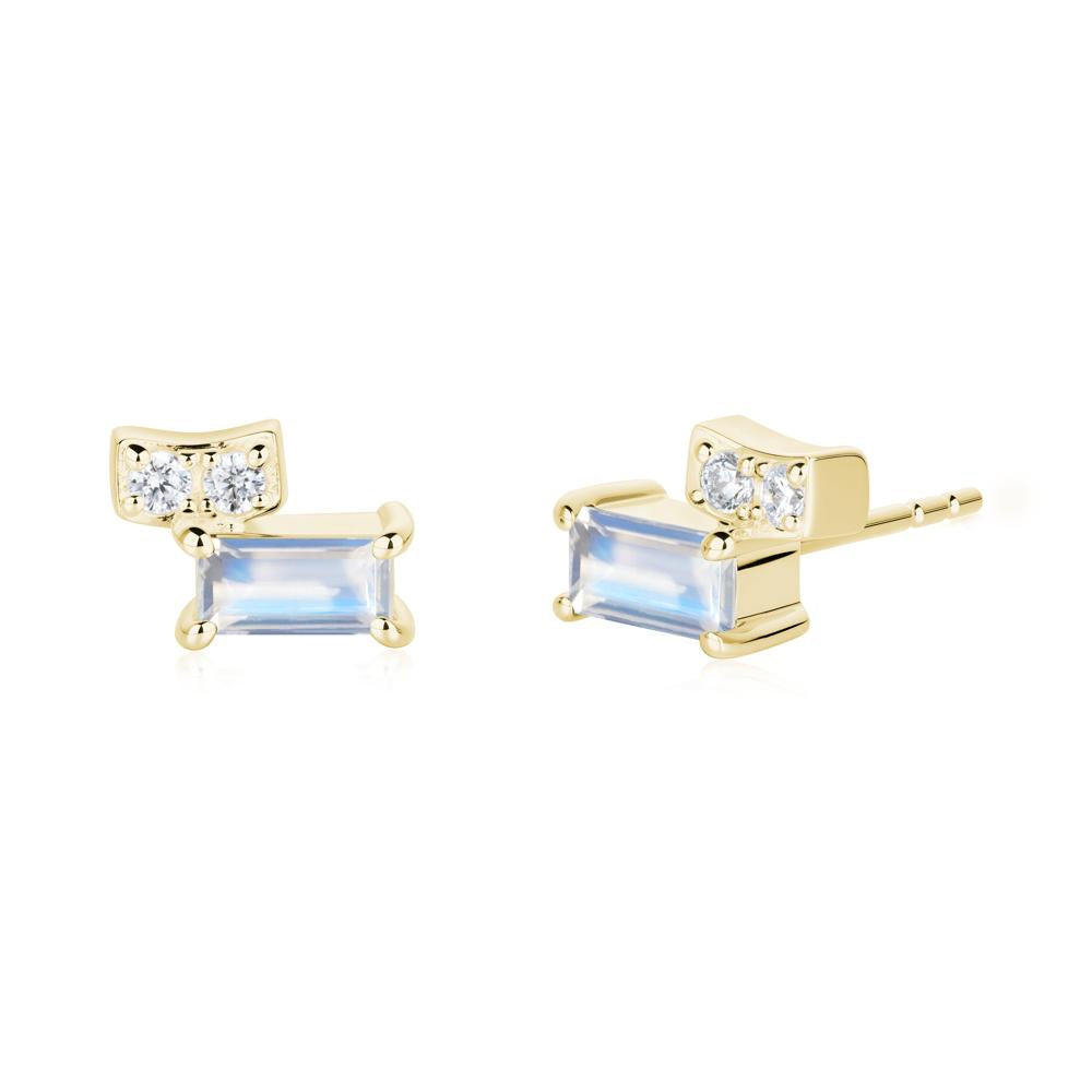 Baguette Moonstone Stud Earrings - LUO Jewelry #metal_18k yellow gold