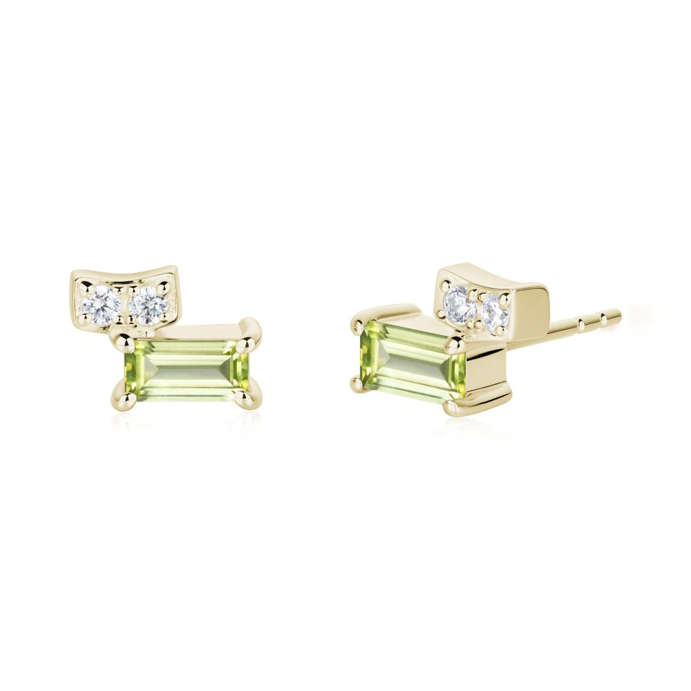 Horizon Tilted Baguette Peridot Earrings - LUO Jewelry #metal_14k yellow gold
