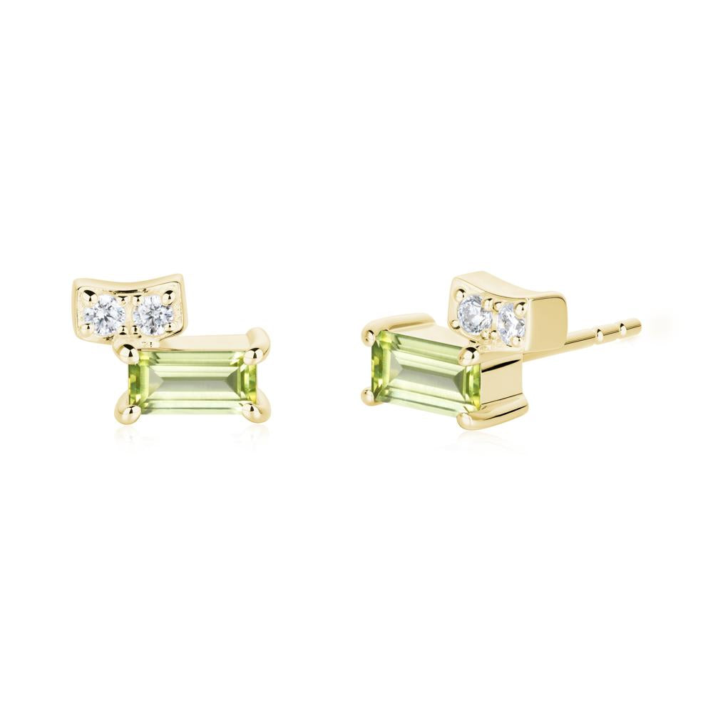 Horizon Tilted Baguette Peridot Earrings - LUO Jewelry #metal_18k yellow gold