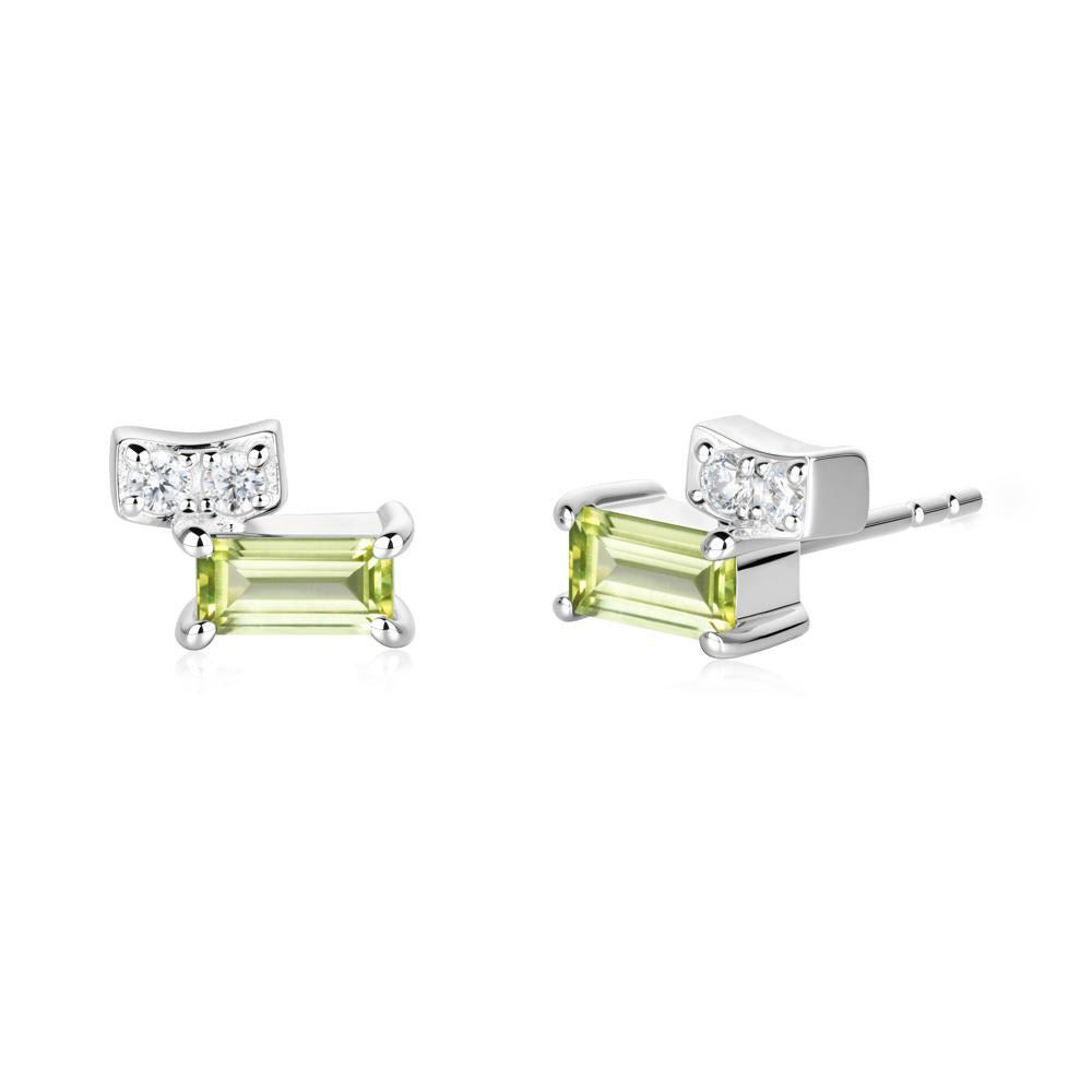 Horizon Tilted Baguette Peridot Earrings - LUO Jewelry #metal_sterling silver