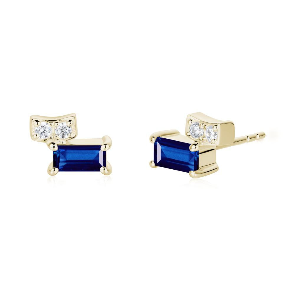 Horizon Tilted Baguette Sapphire Earrings - LUO Jewelry #metal_14k yellow gold