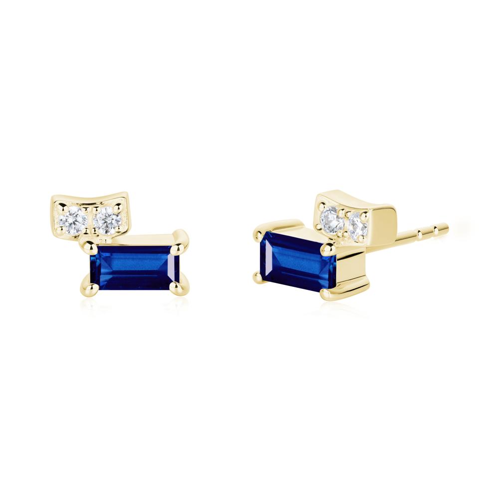 Horizon Tilted Baguette Sapphire Earrings - LUO Jewelry #metal_18k yellow gold