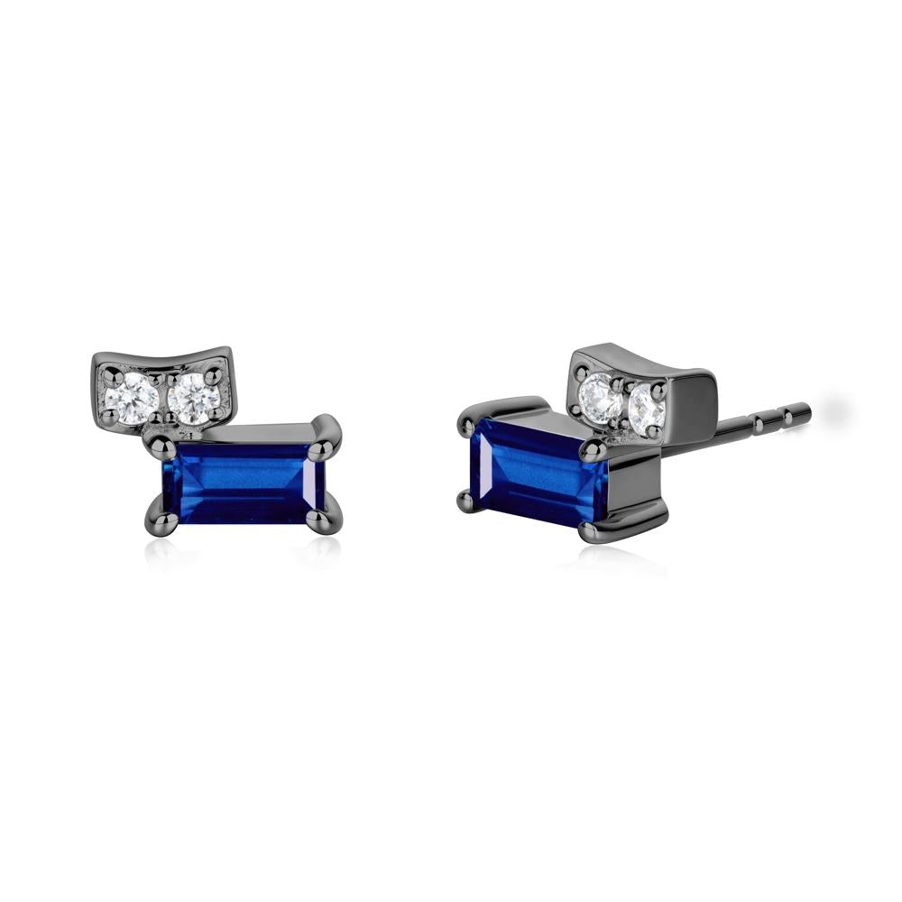 Horizon Tilted Baguette Sapphire Earrings - LUO Jewelry #metal_black finish sterling silver