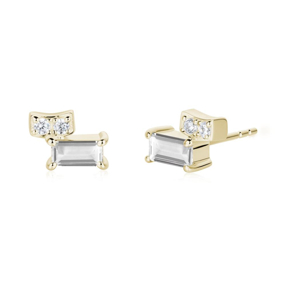 Horizon Tilted Baguette White Topaz Earrings - LUO Jewelry #metal_14k yellow gold