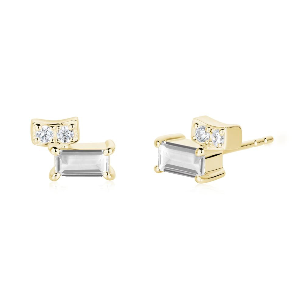 Horizon Tilted Baguette White Topaz Earrings - LUO Jewelry #metal_18k yellow gold