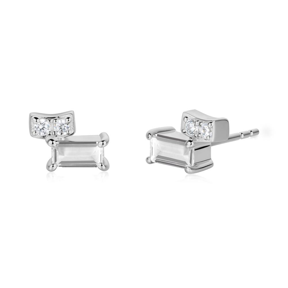 Horizon Tilted Baguette White Topaz Earrings - LUO Jewelry #metal_platinum