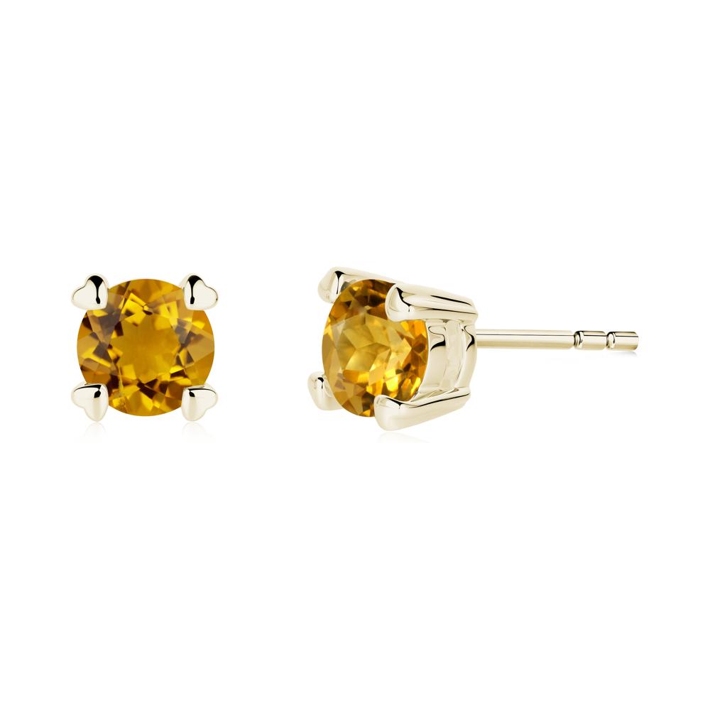 Heart Prongs Solitaire Citrine Earrings - LUO Jewelry #metal_14k yellow gold
