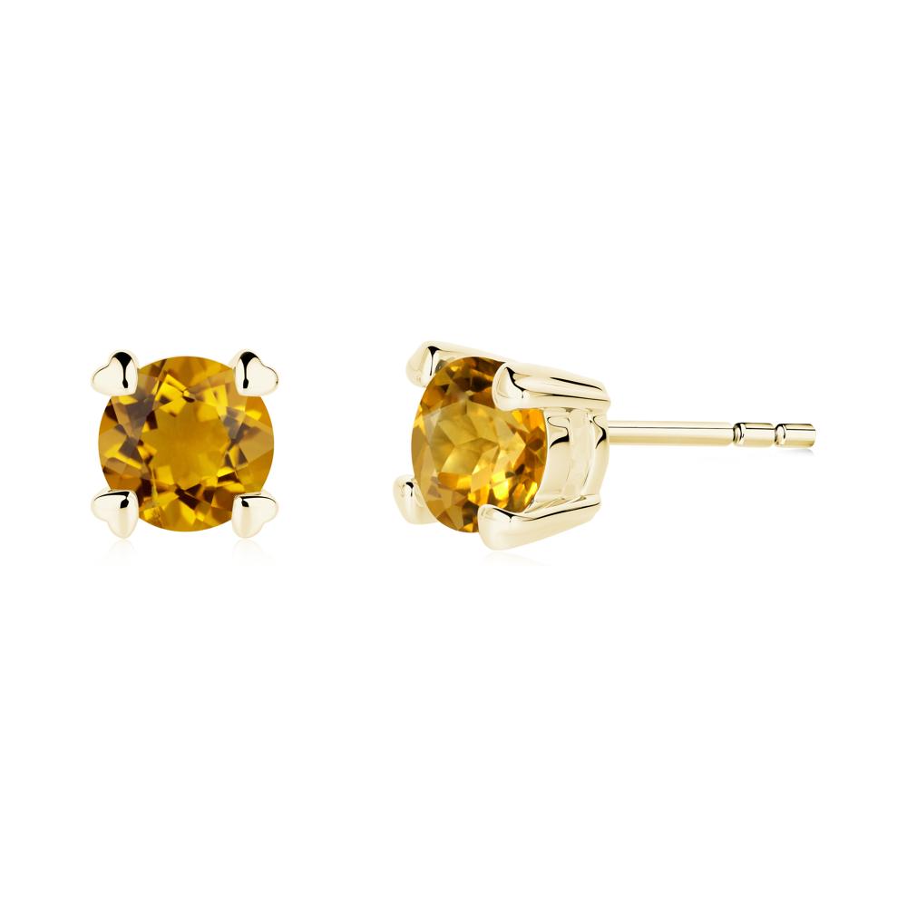 Heart Prongs Solitaire Citrine Earrings - LUO Jewelry #metal_18k yellow gold