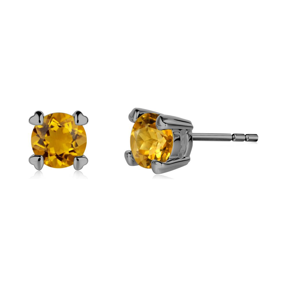 Heart Prongs Solitaire Citrine Earrings - LUO Jewelry #metal_black finish sterling silver