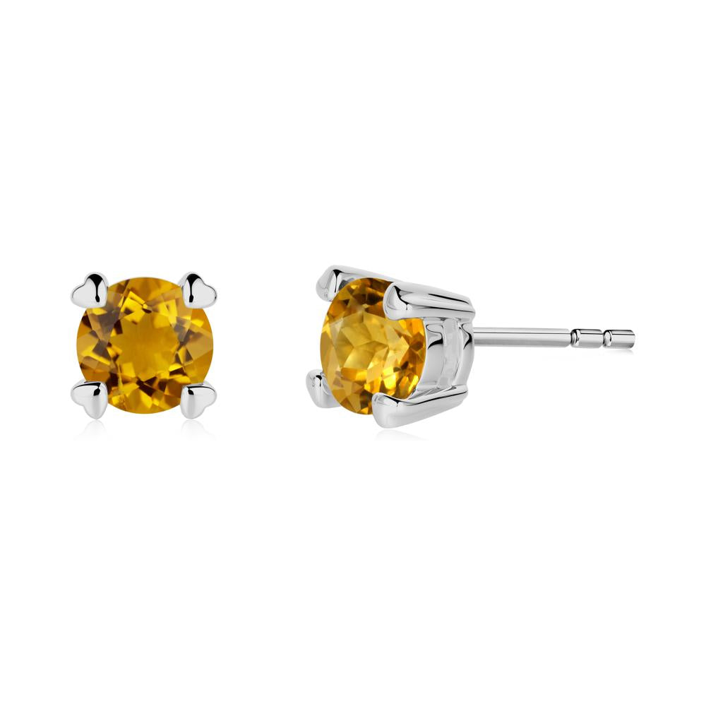 Heart Prongs Solitaire Citrine Earrings - LUO Jewelry #metal_platinum