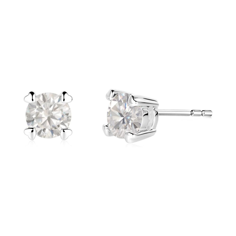 Heart Prongs Solitaire Cubic Zirconia Earrings - LUO Jewelry #metal_14k white gold