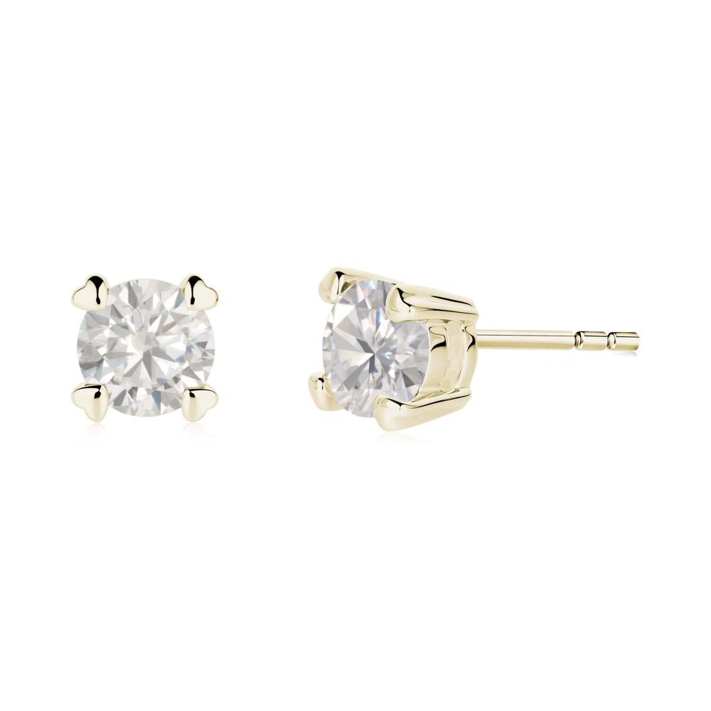 Heart Prongs Solitaire Cubic Zirconia Earrings - LUO Jewelry #metal_14k yellow gold