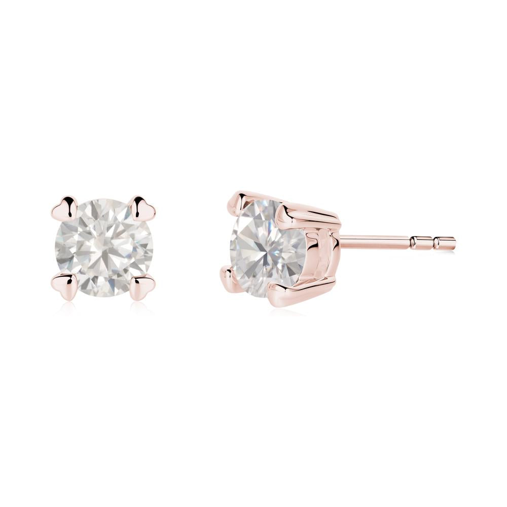 Heart Prongs Solitaire Cubic Zirconia Earrings - LUO Jewelry #metal_18k rose gold