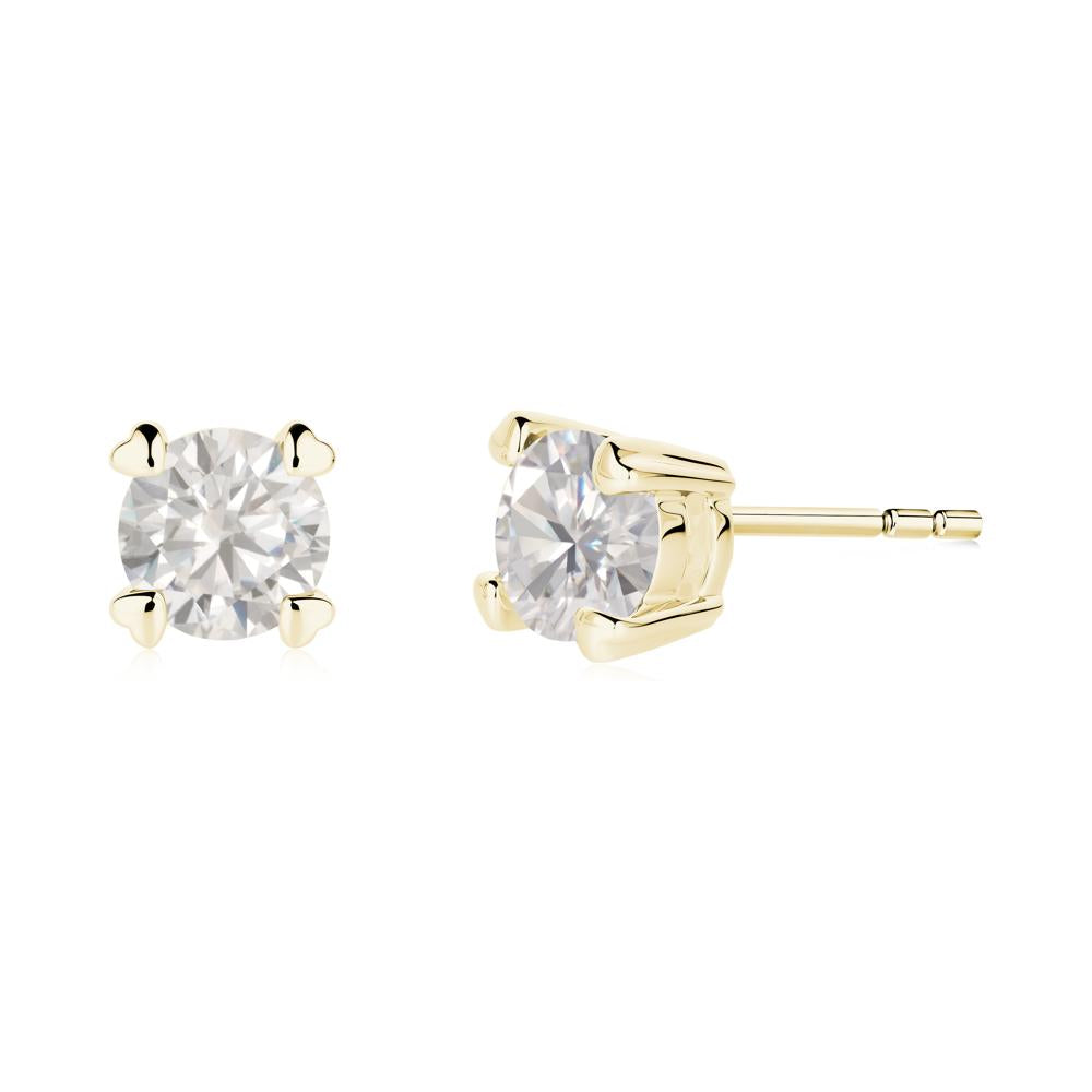 Heart Prongs Solitaire Cubic Zirconia Earrings - LUO Jewelry #metal_18k yellow gold