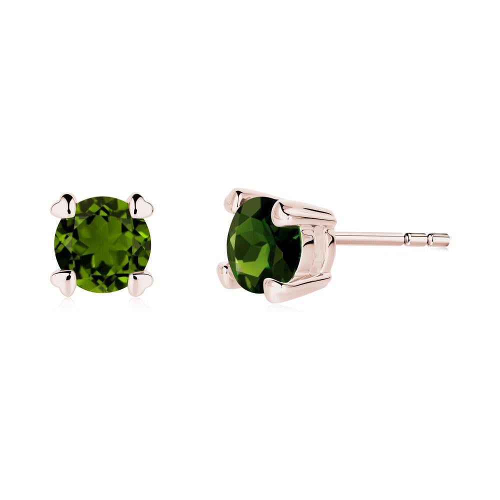 Diopside Stud Earrings with Heart Prongs - LUO Jewelry #metal_14k rose gold