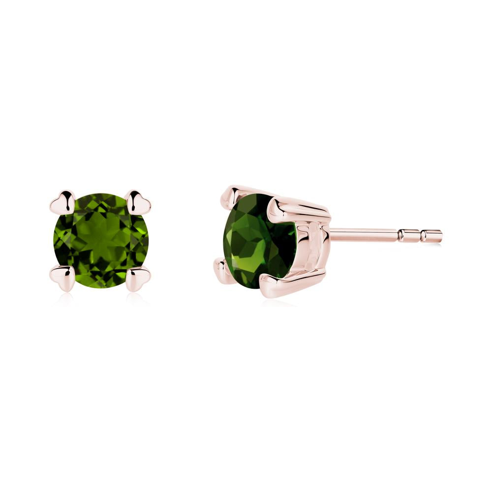 Diopside Stud Earrings with Heart Prongs - LUO Jewelry #metal_18k rose gold
