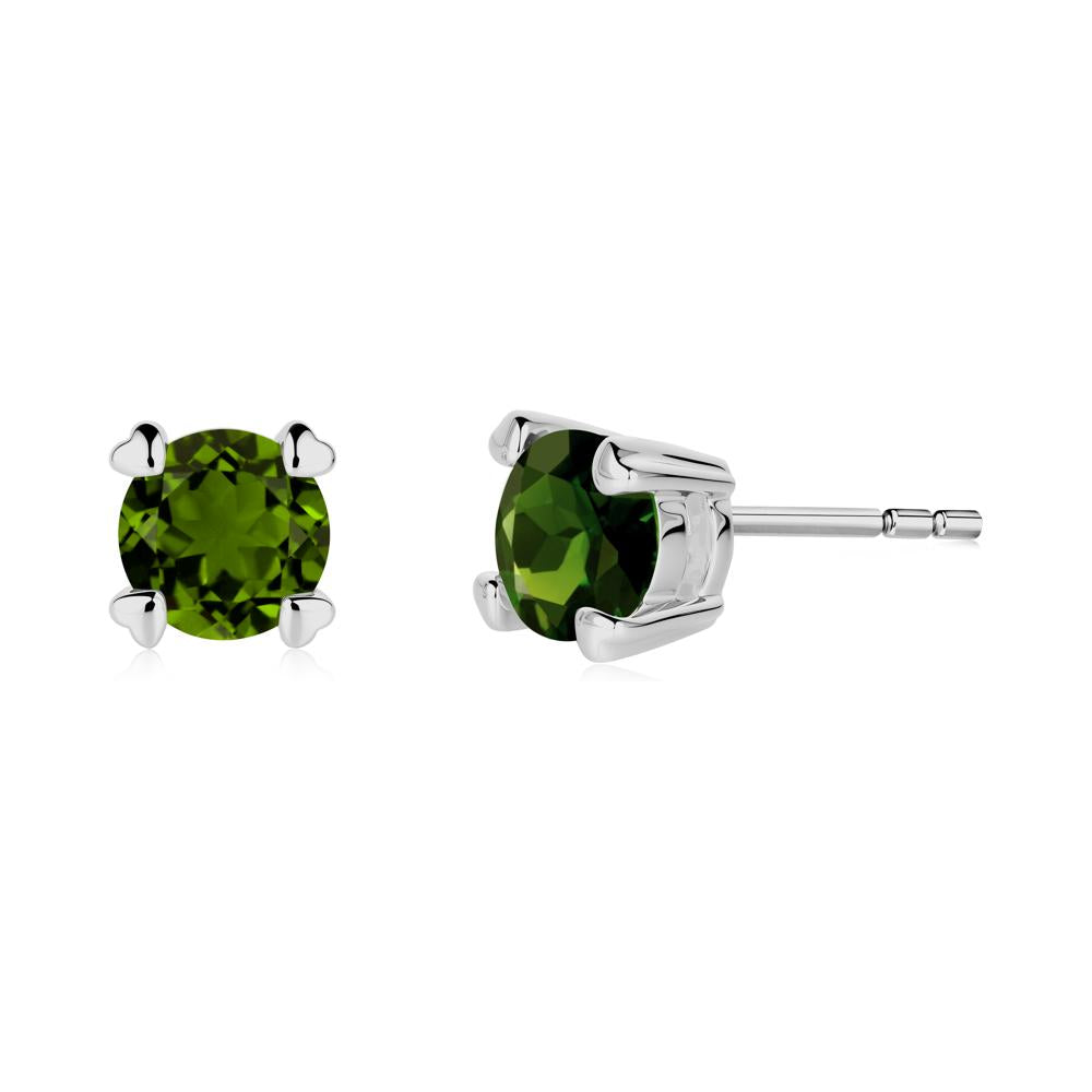 Diopside Stud Earrings with Heart Prongs - LUO Jewelry #metal_platinum