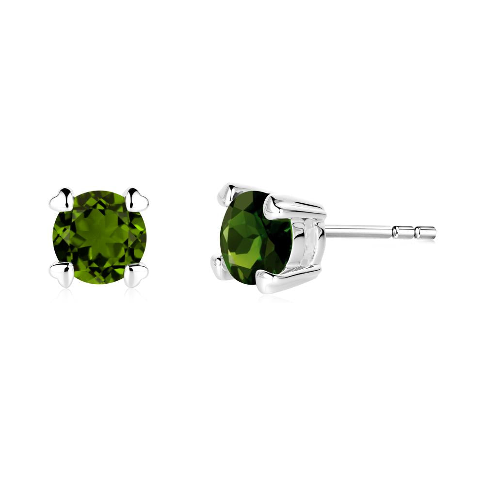 Diopside Stud Earrings with Heart Prongs - LUO Jewelry #metal_sterling silver