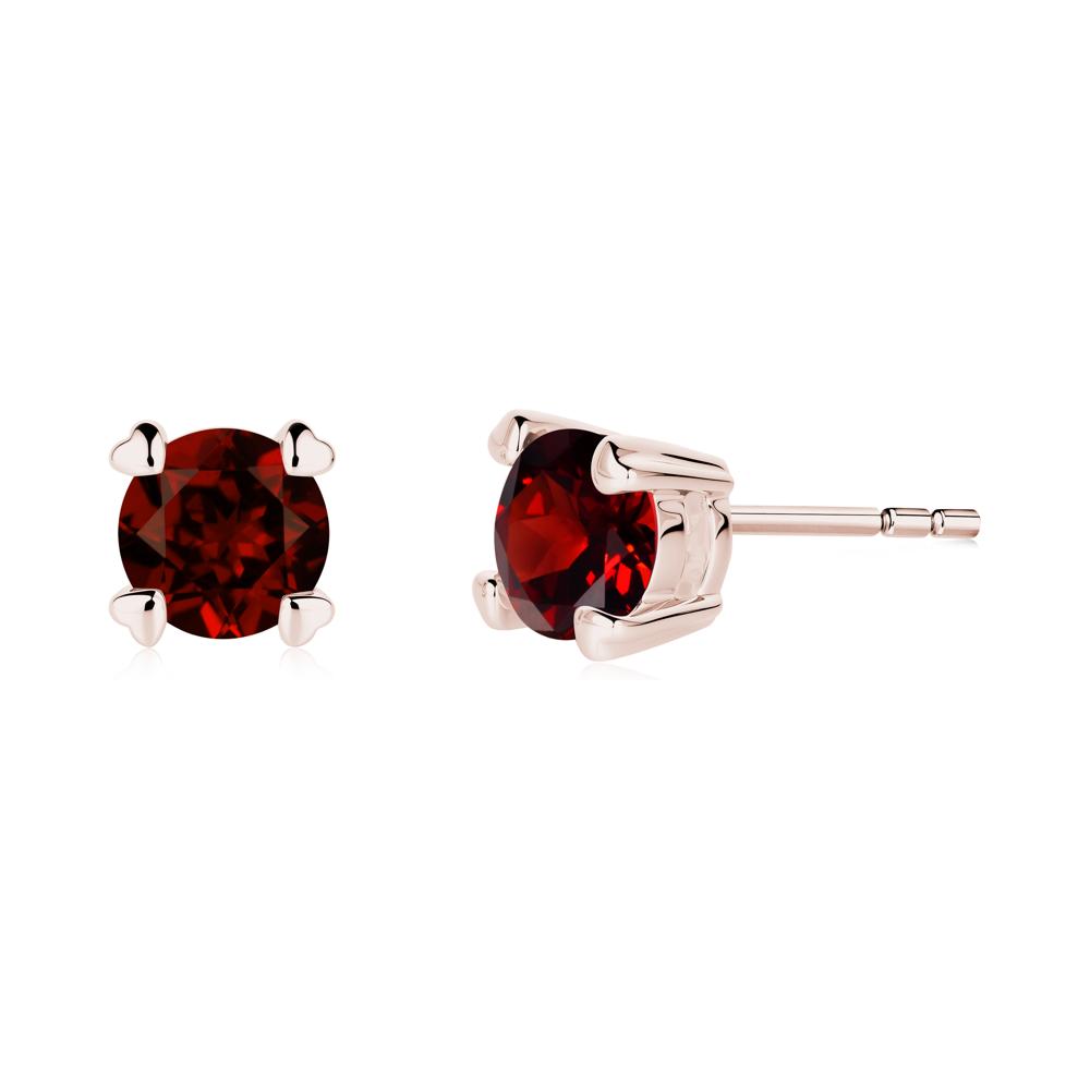 Heart Prongs Garnet Stud Earrings - LUO Jewelry #metal_14k rose gold