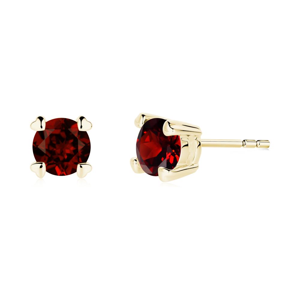 Heart Prongs Garnet Stud Earrings - LUO Jewelry #metal_18k yellow gold