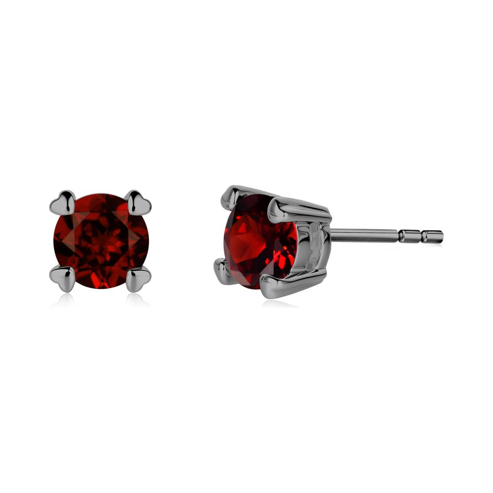 Heart Prongs Garnet Stud Earrings - LUO Jewelry #metal_black finish sterling silver