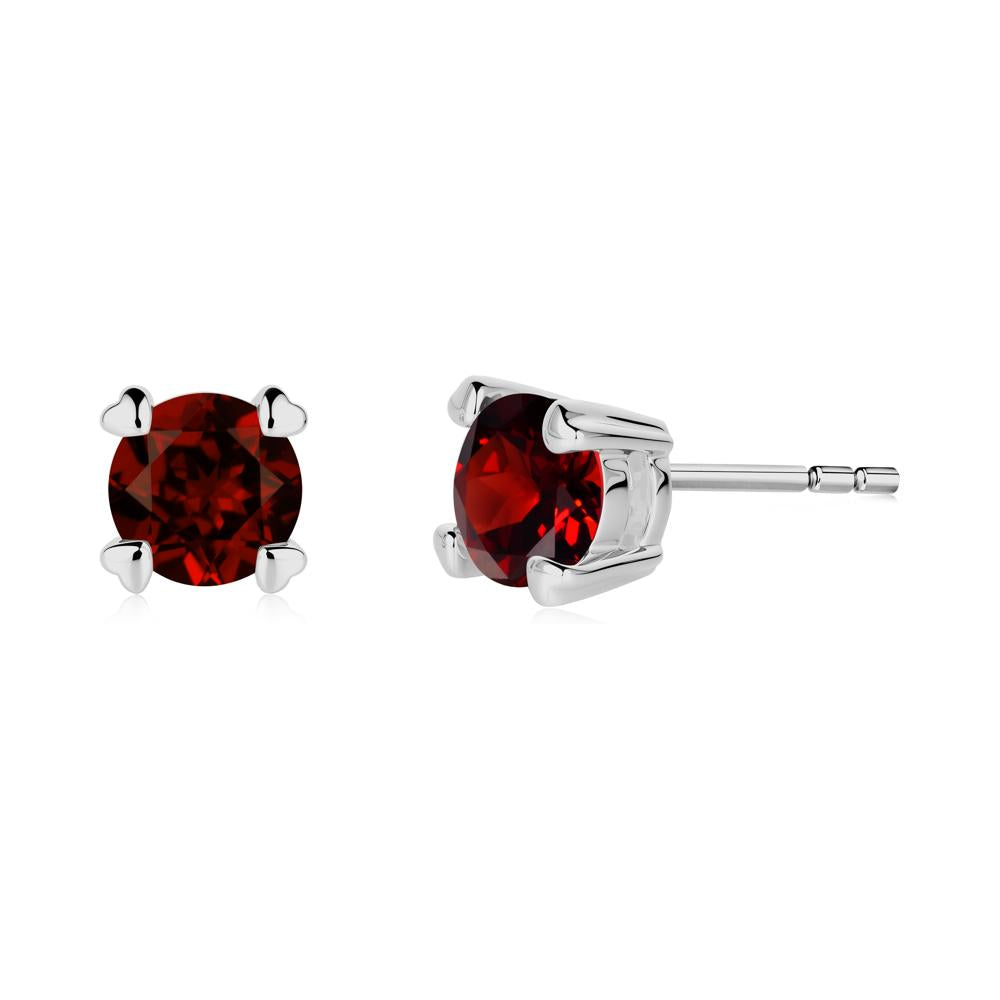 Heart Prongs Garnet Stud Earrings - LUO Jewelry #metal_platinum