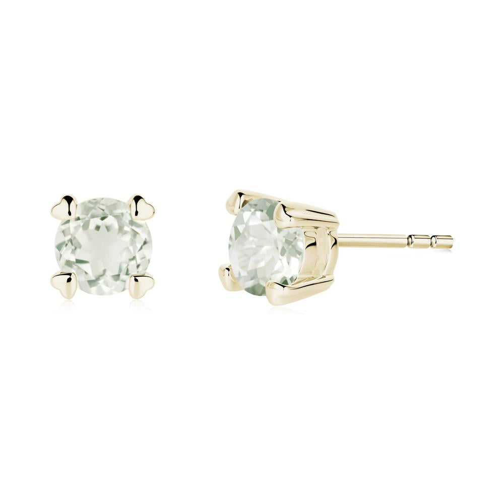 Heart Prongs Solitaire Green Amethyst Earrings - LUO Jewelry #metal_14k yellow gold